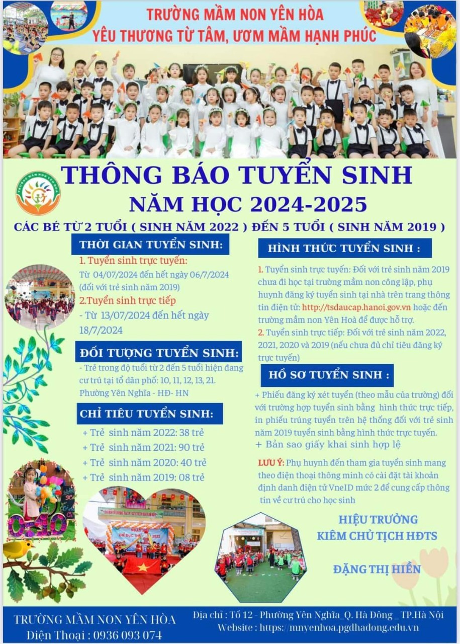 Thông báo tuyển sinh năm học 2024-2025